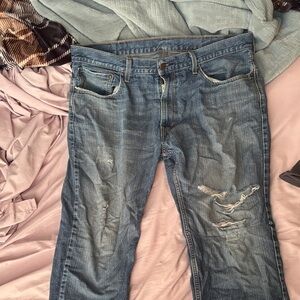 Distressed Blue Jeans